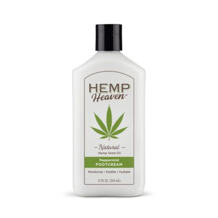 Hemp Heaven Peppermint Foot Cream Infused with Hemp Seed Oil - Hydrating Care for Dry Cracked Feet - 12 oz